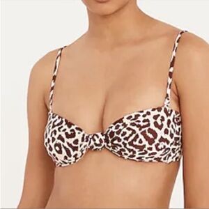 J. Crew Knot Bandeau Leopard Print Bikini Top , Size XXL, NWT